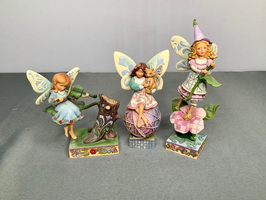 Jim Shore "Smell The Flowers", "Feline Fairy" and "Harmony Fairy"