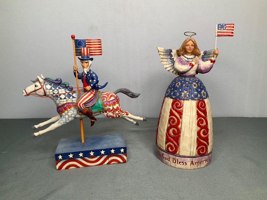 Jim Shore "I Pledge Allegiance to the Flag", "God Bless America" Figurines 