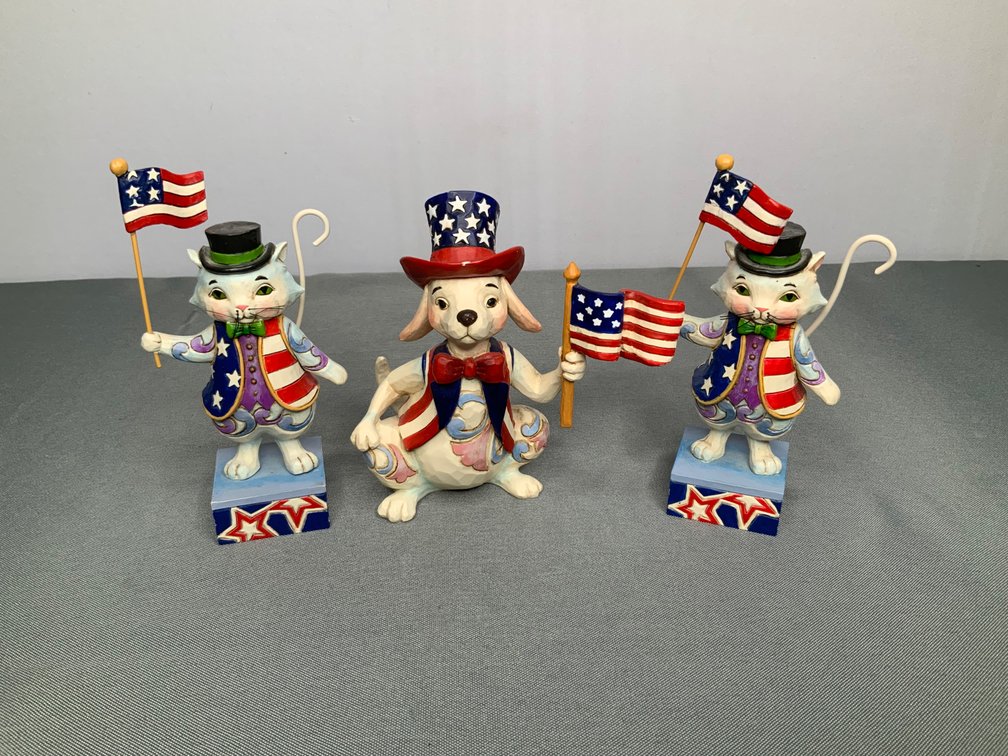 Jim Shore "Freedom Fur Ever" and "Uncle Sam's Friend" Figurines 