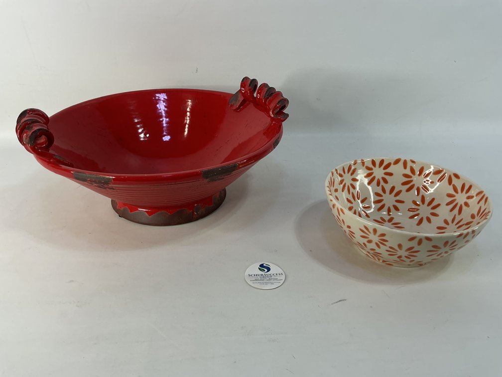 Tuscan Italian Art Pottery Bowl with Pottery Barn Bowl