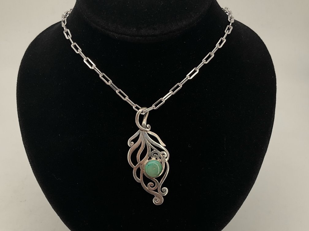 Silver Navajo Turquoise Necklace