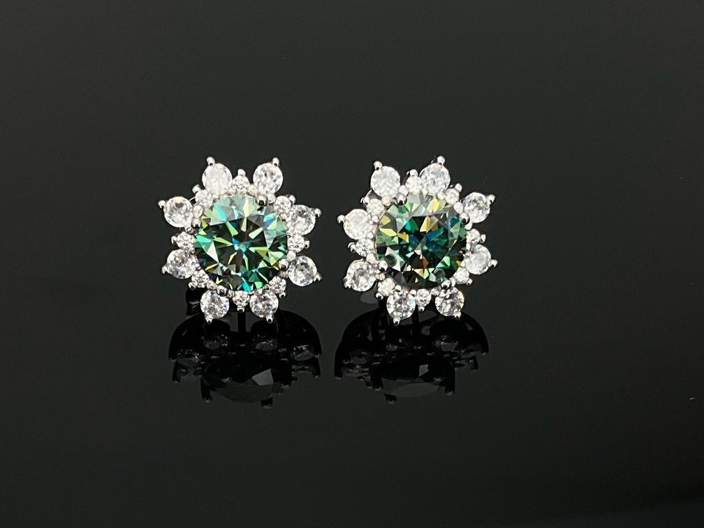 White Gold Plated Moissanite Earrings