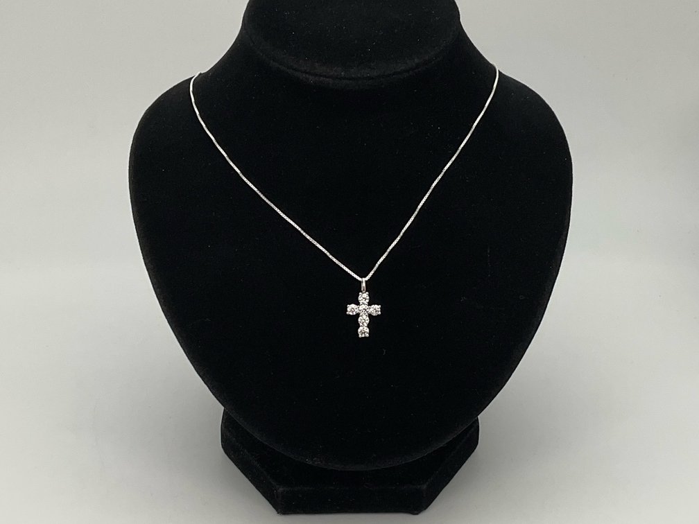 Sterling Silver Moissanite Cross Necklace