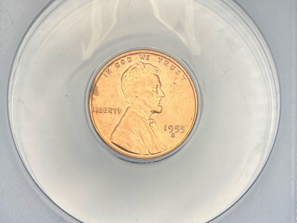 1955-S Lincoln Penny, ANACS MS 66 Red