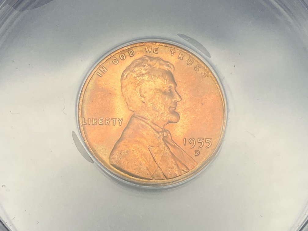 1955-D Lincoln Penny, ANACS MS 65 Red