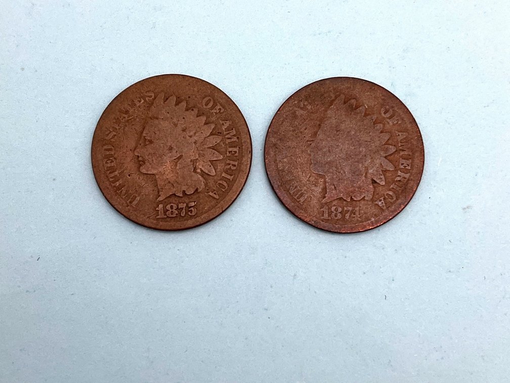 1874 & 1875 Indian Head Cents