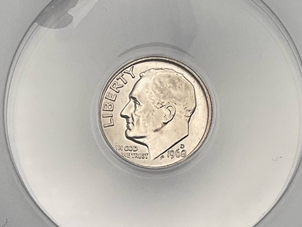 1968-D Roosevelt Dime, ANACS MS 65 FSB