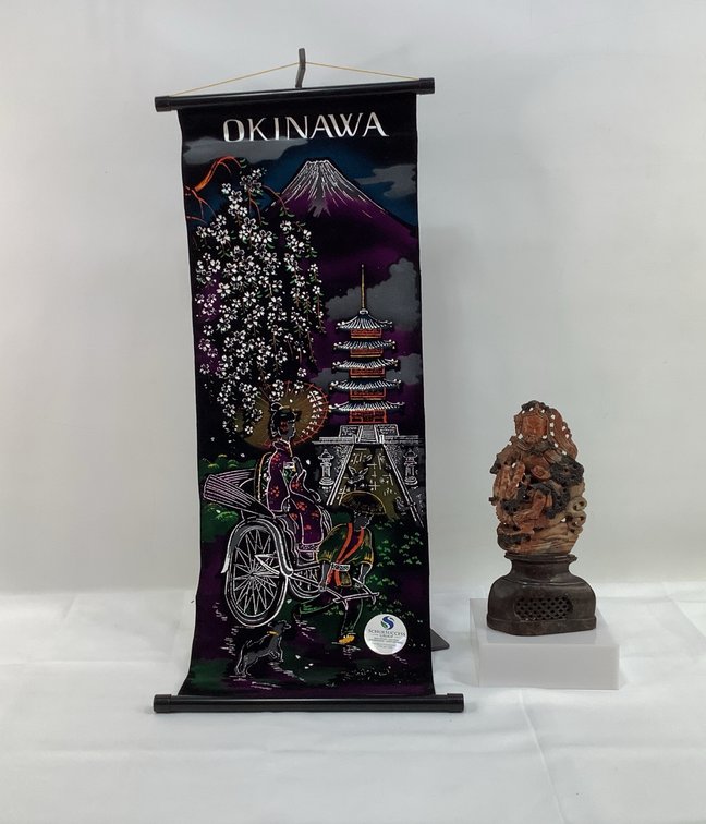 Chinese Soapstone Carving & Japanese Scroll Art