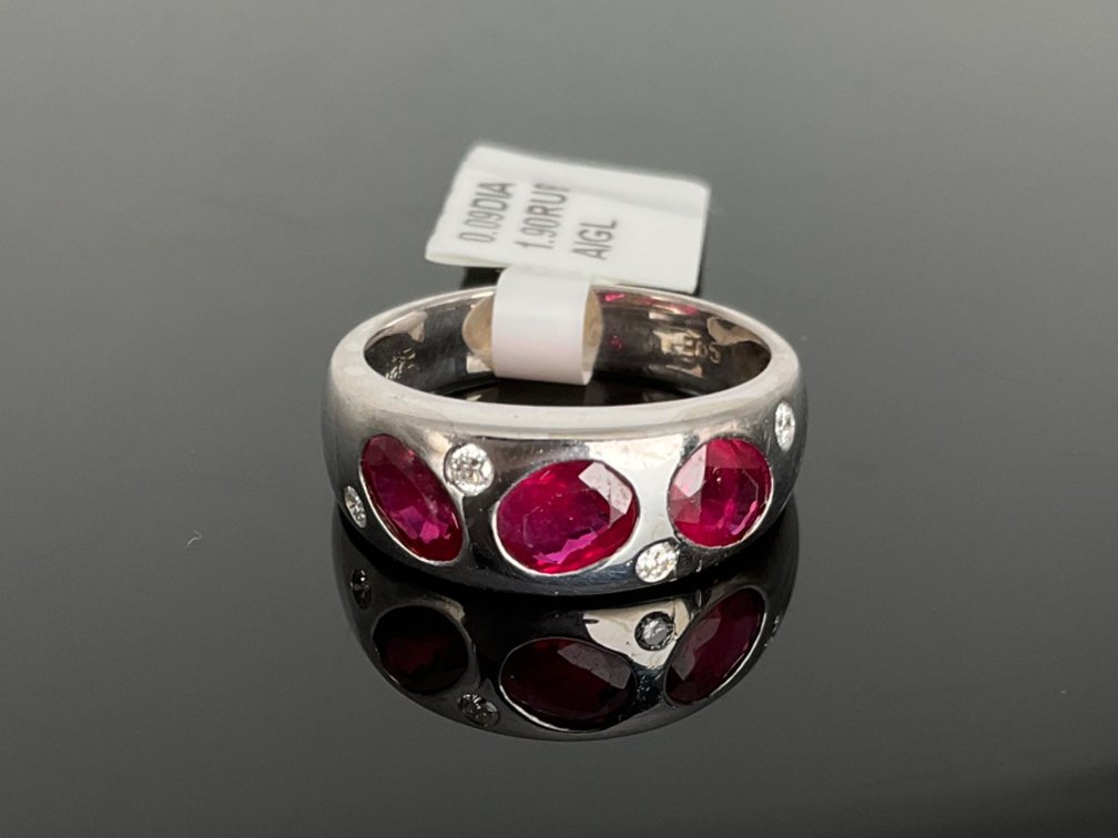 14K White Gold Ruby and Diamond Ring