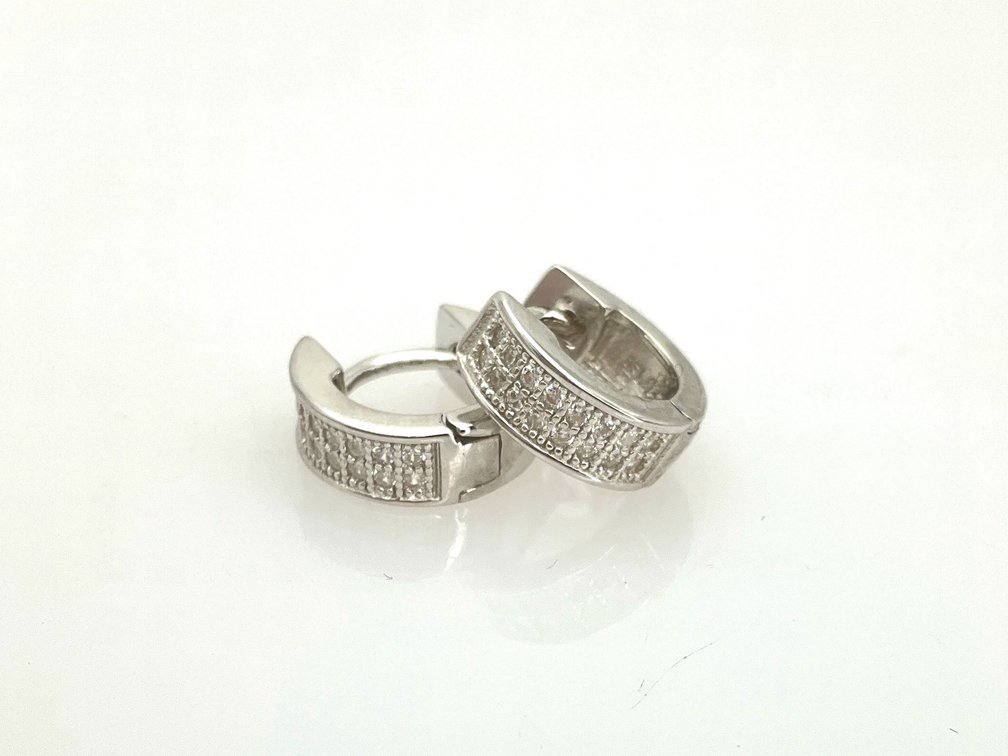 Sterling Silver Moissanite Hoop Earrings