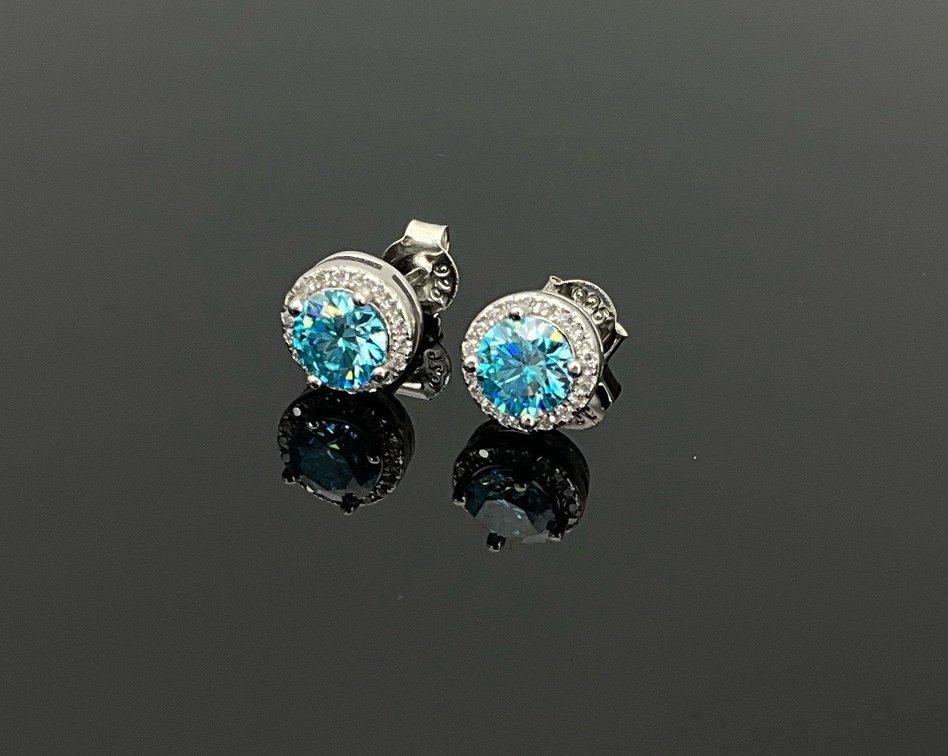 Aquamarine Moissanite Earrings