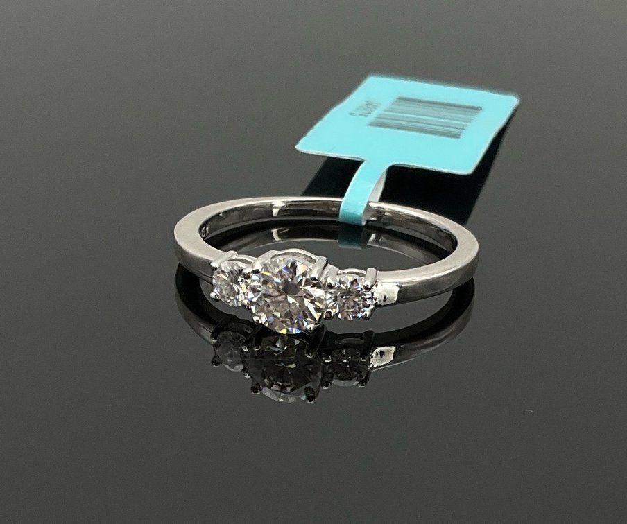 Sterling Silver Moissanite Trilogy Ring
