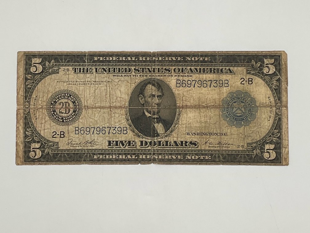1914 Large $5 Federal Reserve Note