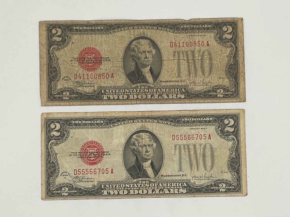 Two 1928 F Legal Tender Notes