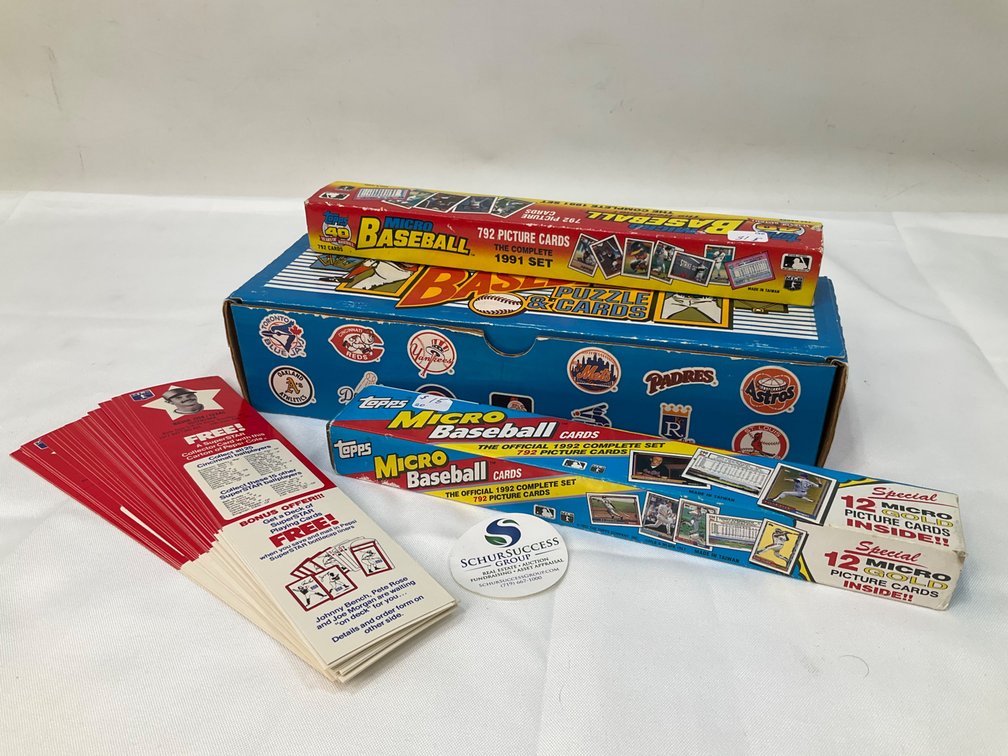 1978 Pepsi-Cola Superstars Collector Card, Micro Baseball Cards, and Donruss Baseball Puzzle and Cards.