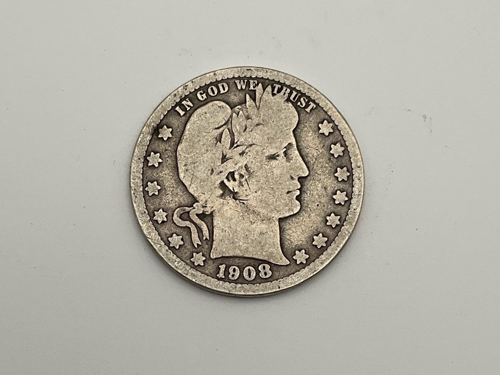 1908-D US Silver Barber 25c