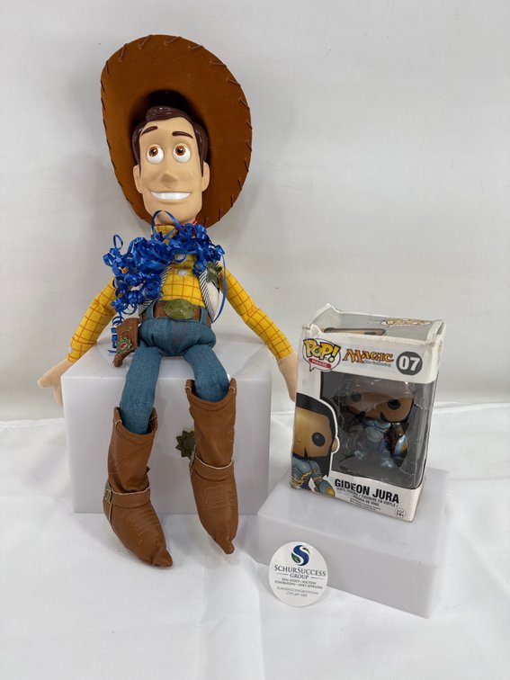 Disney's Woody Doll and Pop! Magic: The Gathering "Gideon Jura"