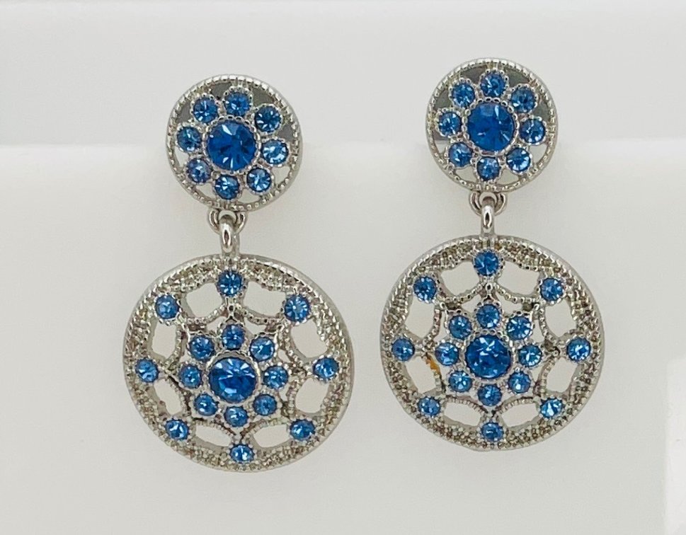 Monet Blue Rhinestone Earrings