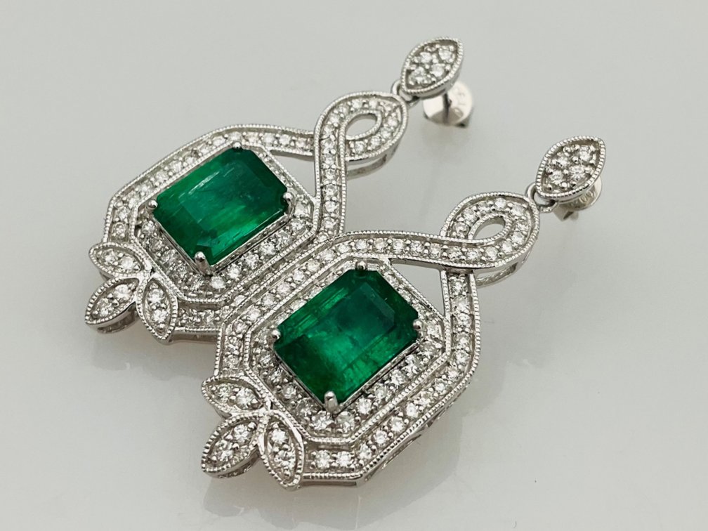 Emerald and Diamond Earrings