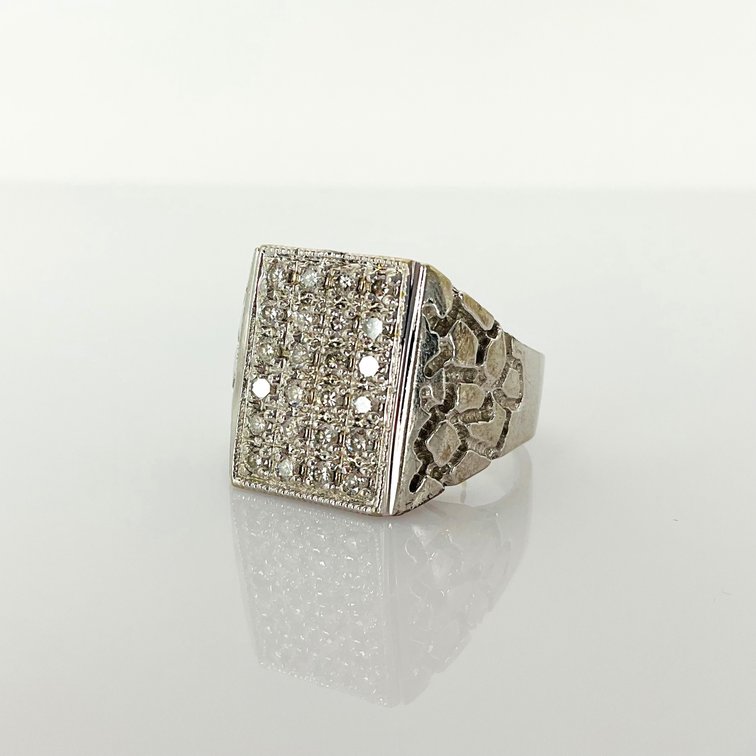 White Gold Diamond Pave Statement Ring