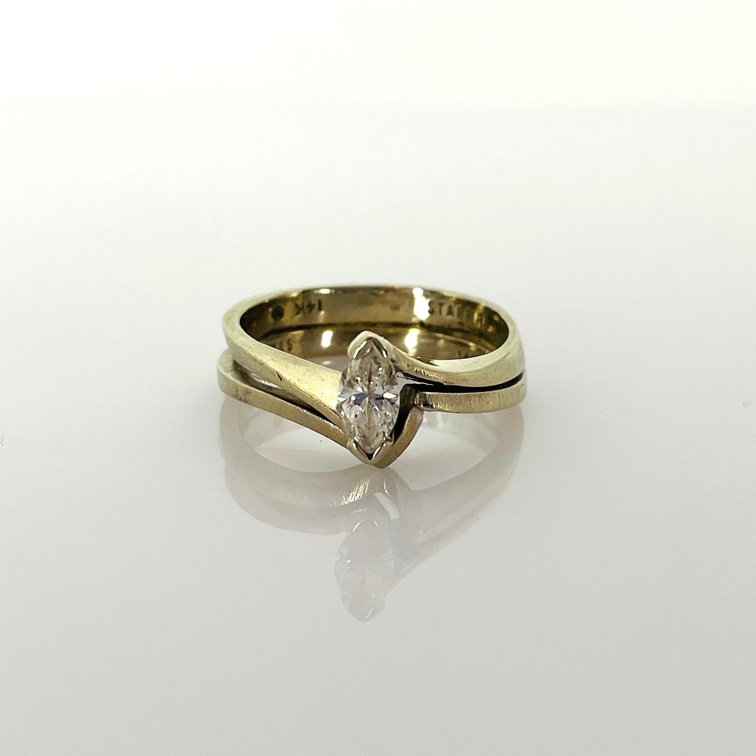 White Gold Diamond Solitaire Ring with Band