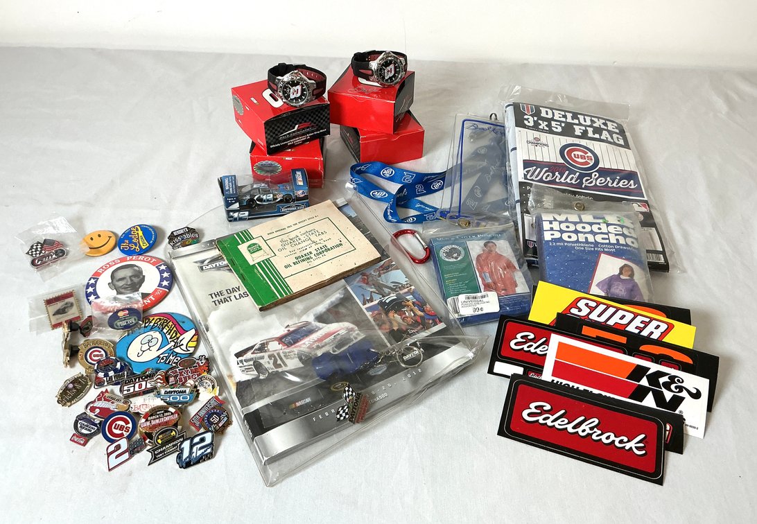Cubs World Series 2016 Flag, MLB Rockies Poncho, Nascar Dale Jr Watches, Pins, and More!