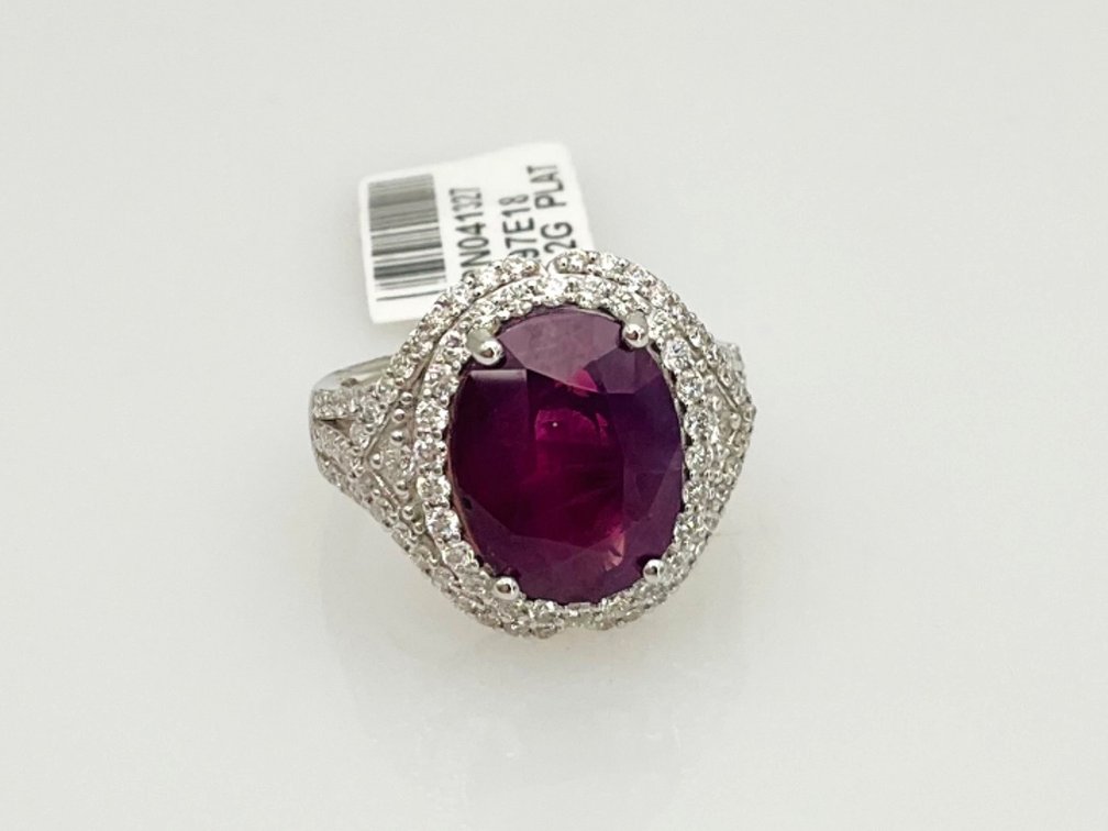 Purple Kashmir Sapphire and Diamond Platinum Ring