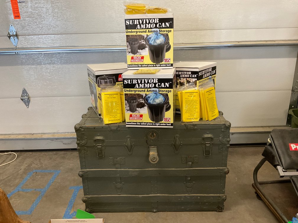 Vintage Steamer Trunk and Underground Ammo Cans