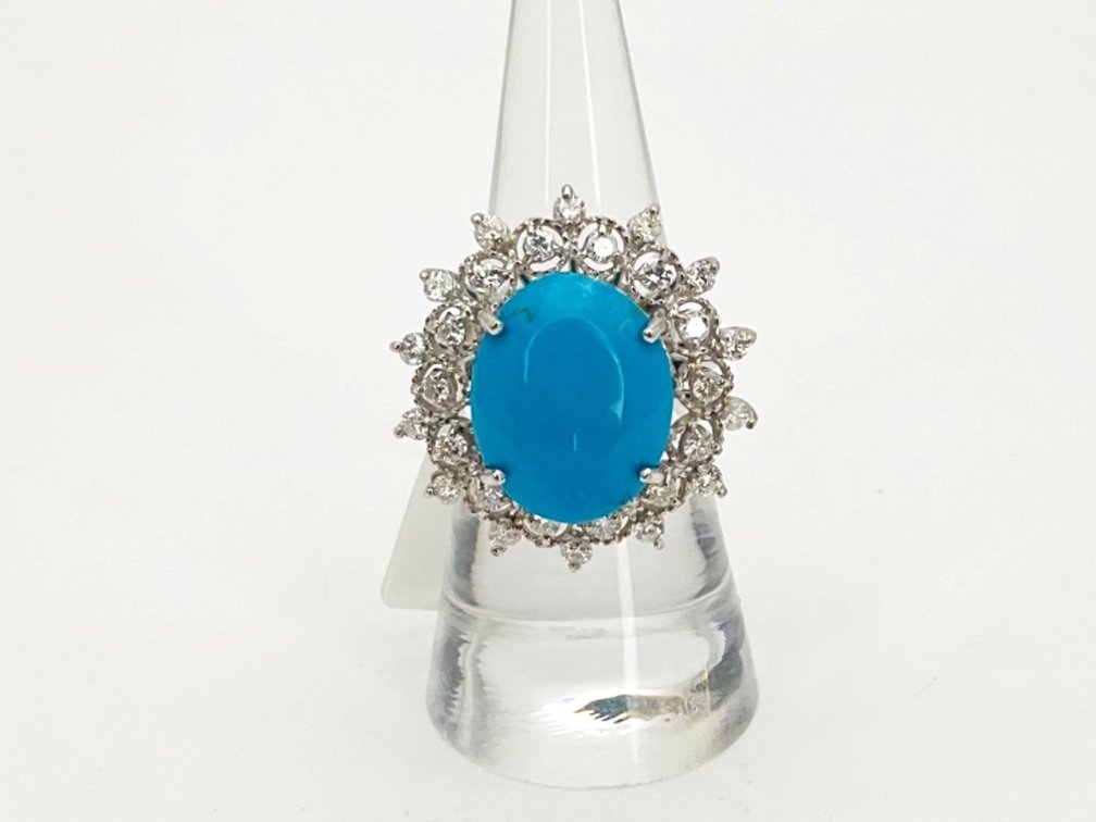 Turquoise and Diamond White Gold Ring