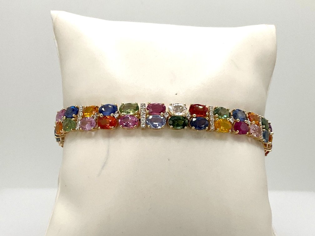 Multi Colored Sapphire Gold Bracelet