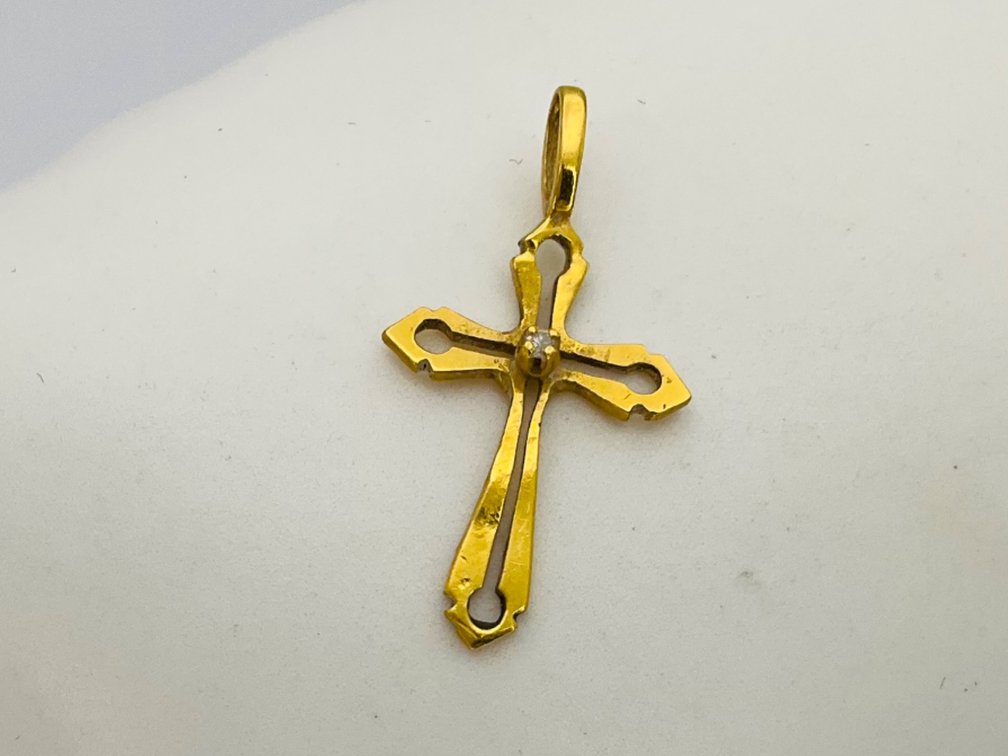 Gold Cross with Diamond Accent