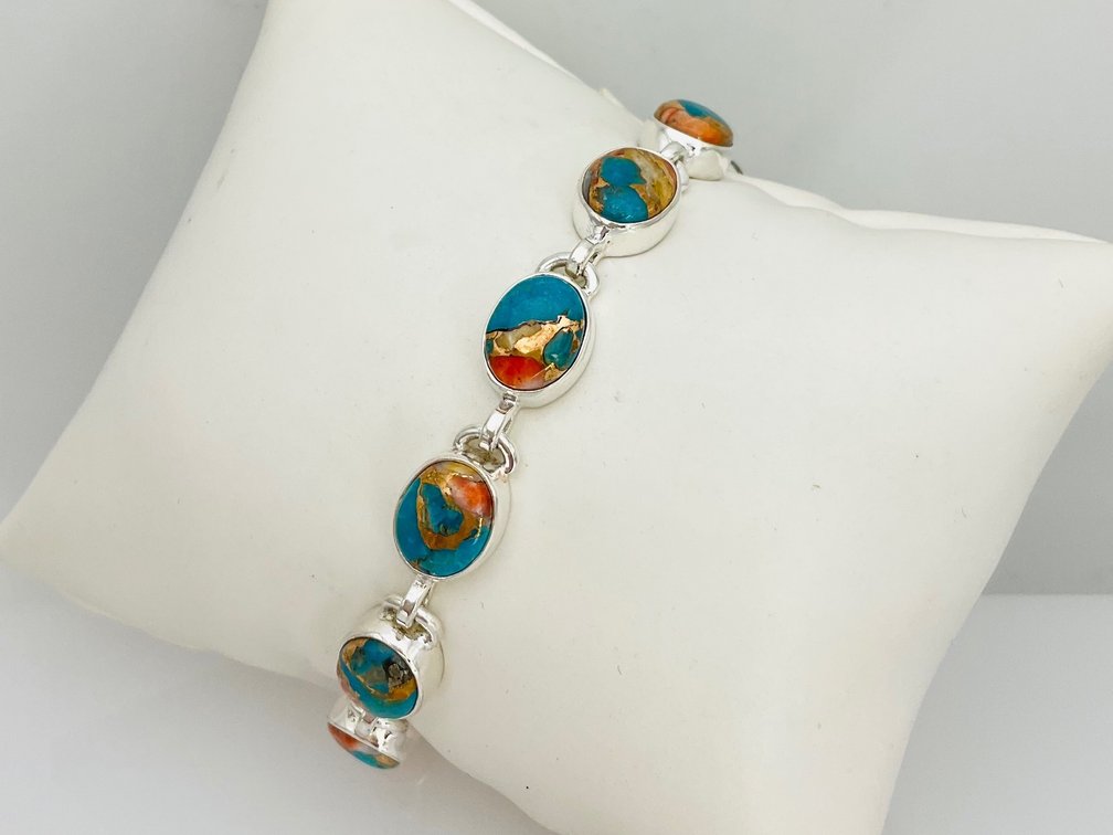 Copper Turquoise Silver Bracelet