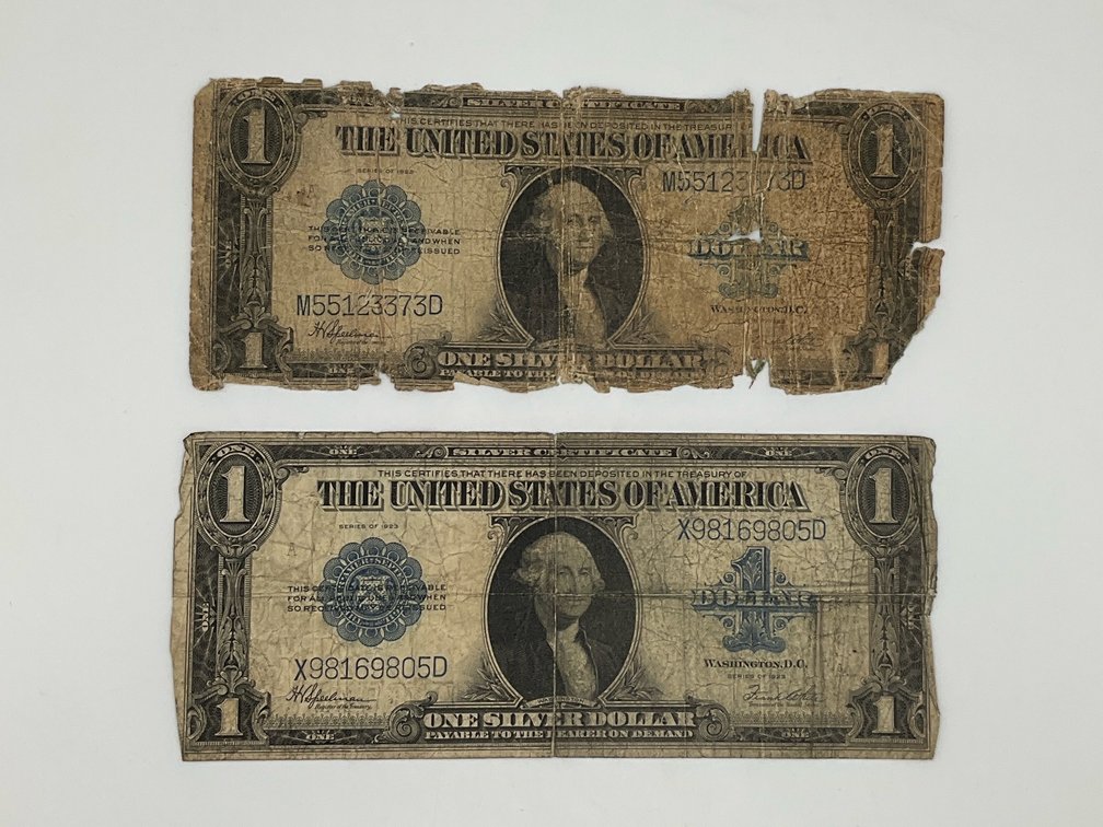 Two 1923 Large Size $1 Silver Certificates
