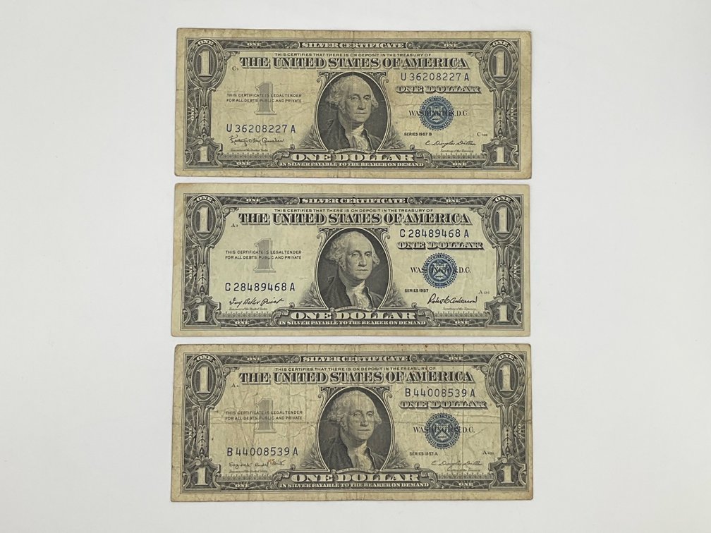 1957, 1957-A and 1957-B $1 Silver Certificates