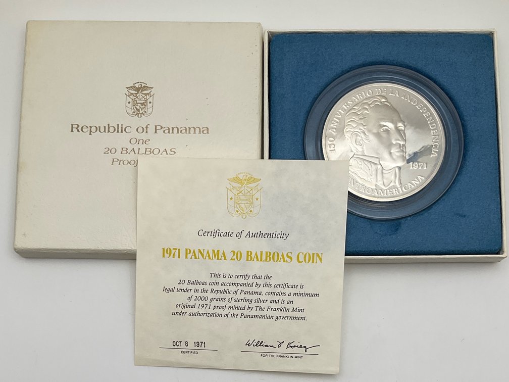 1971 Panama Silver 20 Balboas
