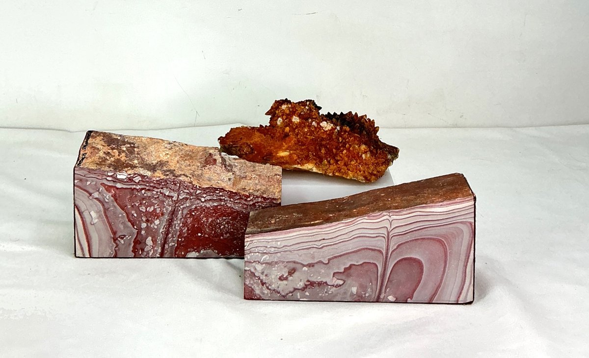 Banded Agate Bookends and Aqatized Coral