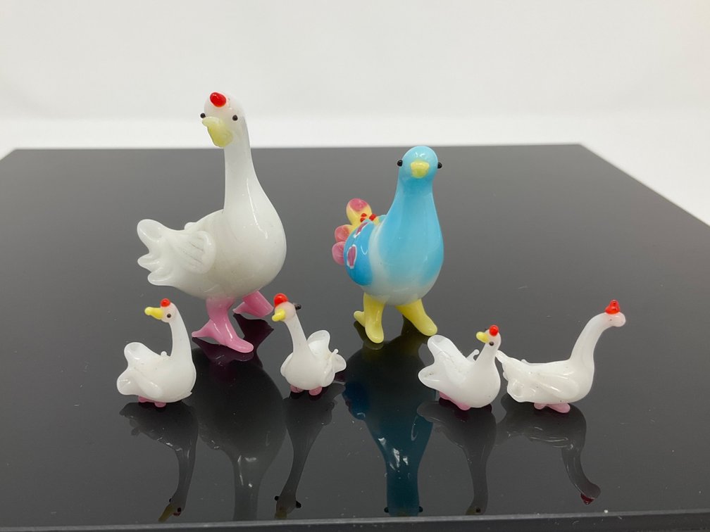 Blown Glass Swan Family