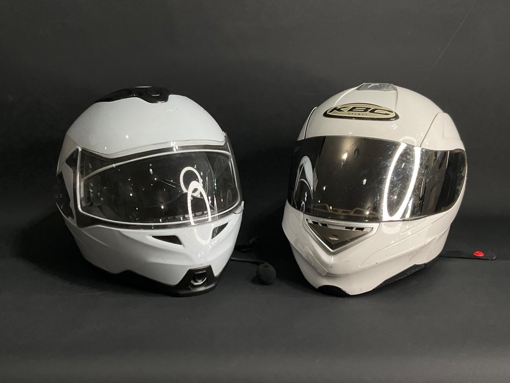 Two (2) White Motorcyle Helmets