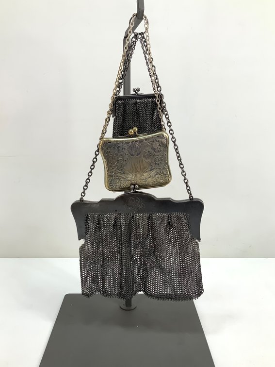 Metal Mesh Evening Purses and Engraved Compact Purse