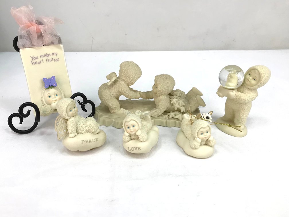 Department 56 Snowbabies Bisque Porcelain Figurines and Plaque