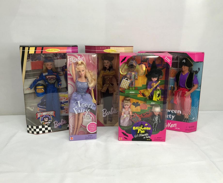 Mattel Barbie, Ken, and Kelly Boxed Doll Sets