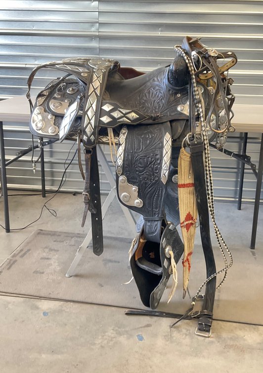 Western Parade Saddle with Silver-Tone Overlays and Tack