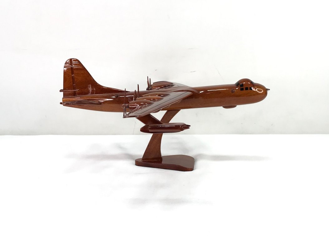 Wood B-36 Bomber Airplane Model with Stand