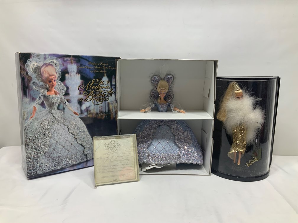 Mattel Bob Mackie Barbie Dolls and Framed Illustration