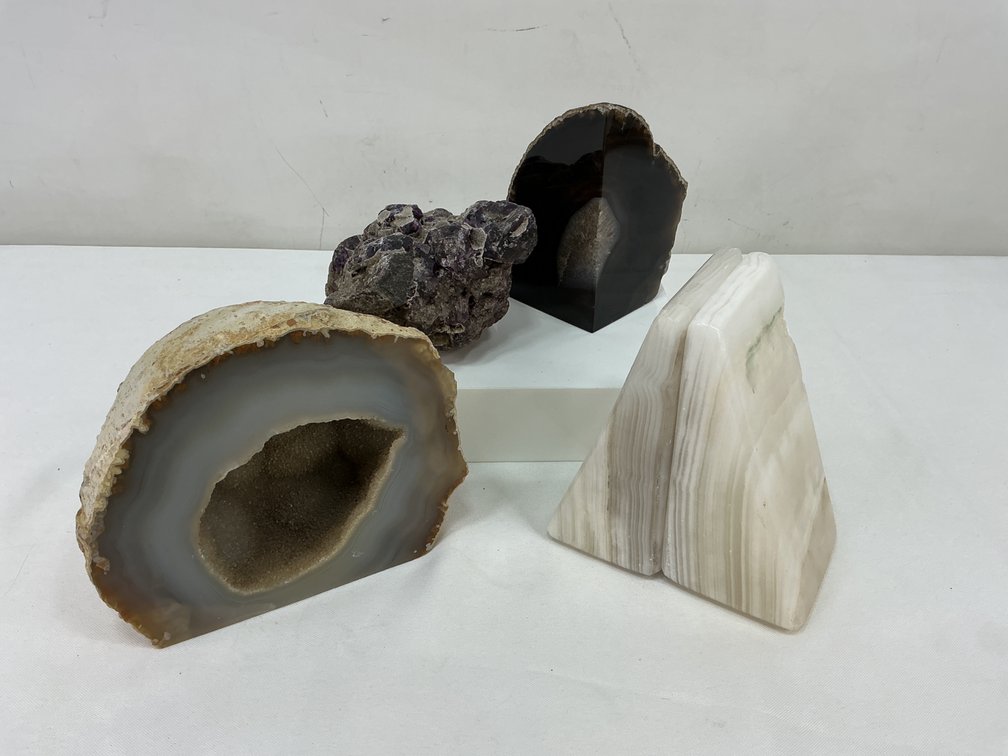 Agate Geode Half, Mineral Specimen, and Stone Bookends