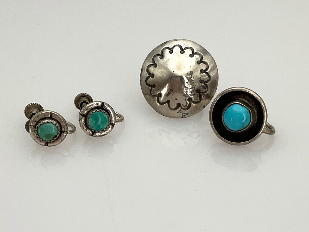 Sterling Silver and Turquoise Screw-Back Earrings