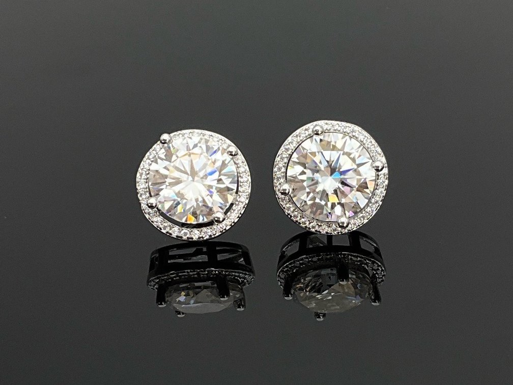 Moissanite Halo Stud Earrings