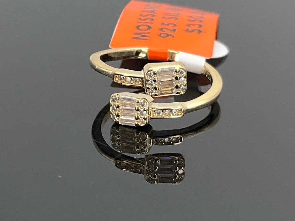 Bypass Ring with Moissanites