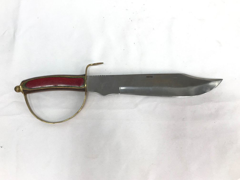 Brass D-Guard Bowie Knife with Leather Sheath