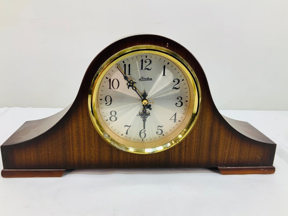 Linden Electronic Wood Tambour Mantel Clock